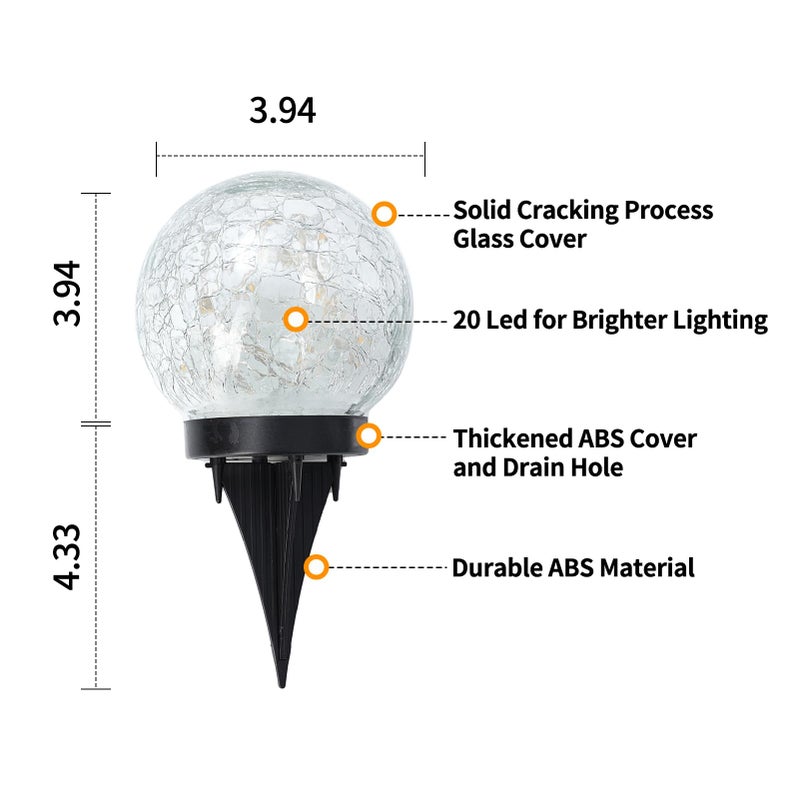 JKIMK Solar Globe Lights Outdoor Waterproof-Solar Balls for Garden-Cracked Glass Ball Lights Outdoor-Solar Orbs for Outside-Decorations for Patio and Yard Lawn Backyard Decor - Image 3