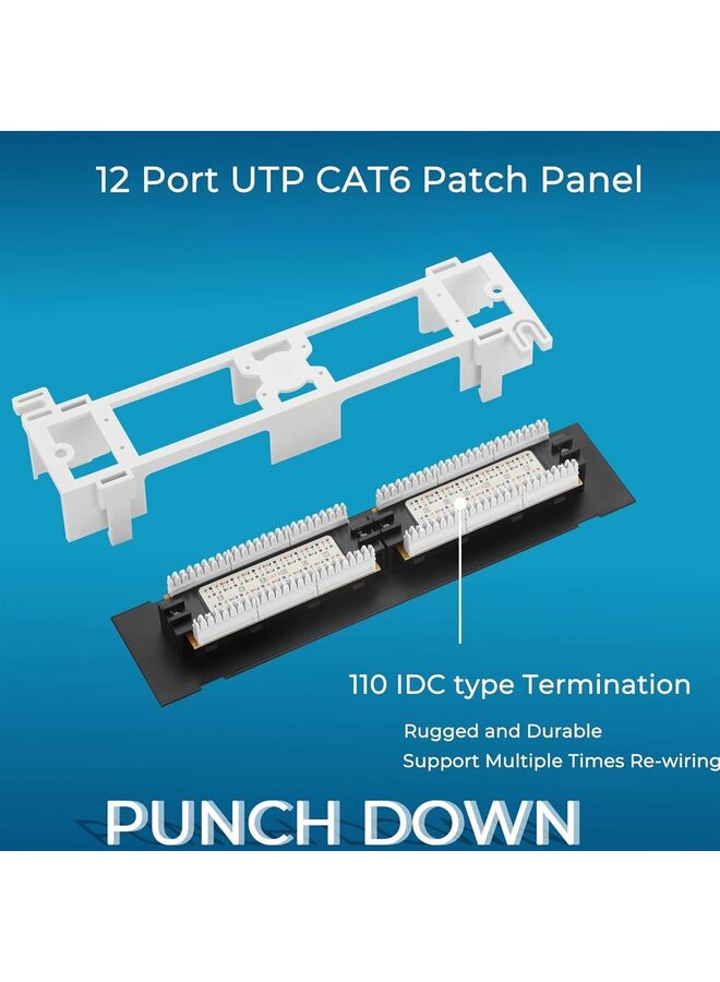 12 Port Patch Blank 12-Port Keystone Patch Panel with 89D Wall Mount Bracket, Versatile Vertical/Horizontal Installation Includes 6 Blank Keystone Inserts for Custom Configurations - Image 5