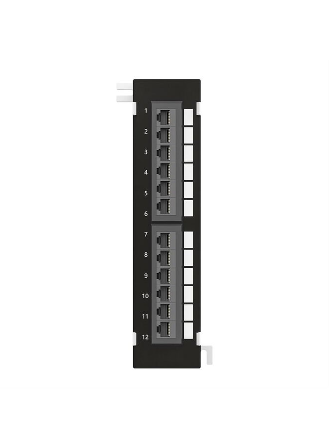 12 Port Patch Blank 12-Port Keystone Patch Panel with 89D Wall Mount Bracket, Versatile Vertical/Horizontal Installation Includes 6 Blank Keystone Inserts for Custom Configurations - Image 1