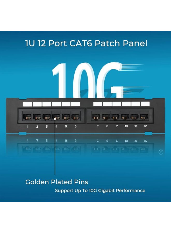 12 Port Patch Blank 12-Port Keystone Patch Panel with 89D Wall Mount Bracket, Versatile Vertical/Horizontal Installation Includes 6 Blank Keystone Inserts for Custom Configurations - Image 2