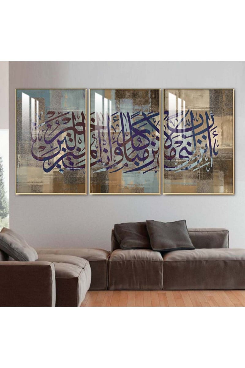 Marktna Three wooden wall painting with a frame and a clear acrylic layer - Image 1