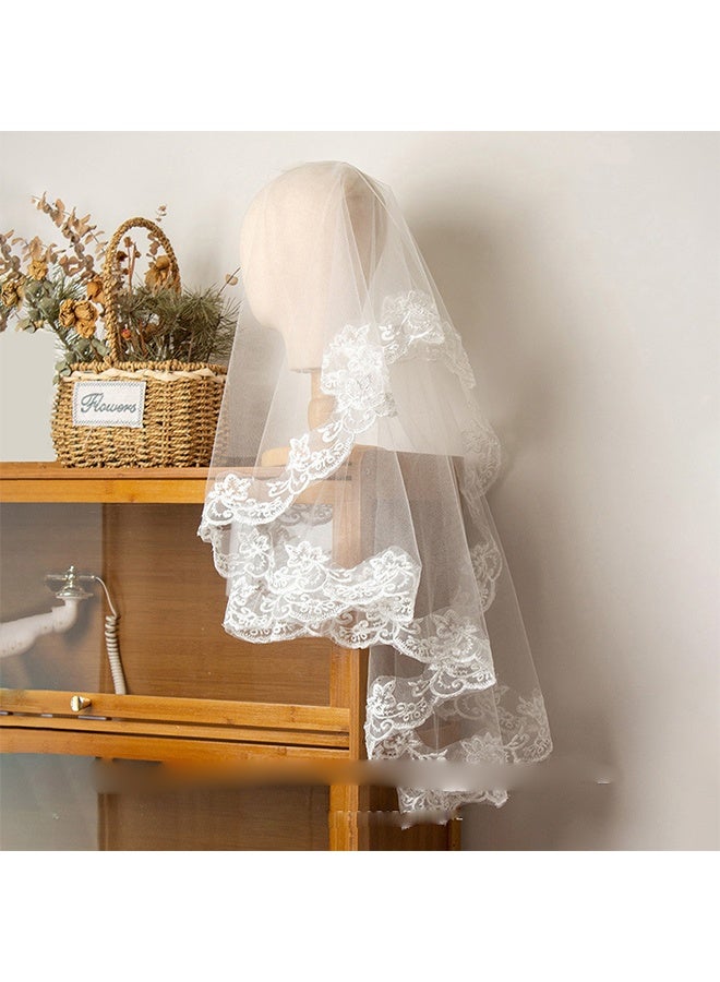 French Lace Wedding Headpiece with Lace Lightweight Comfortable Veil for Bride Reception Accessory Single Layer Wedding - Image 3