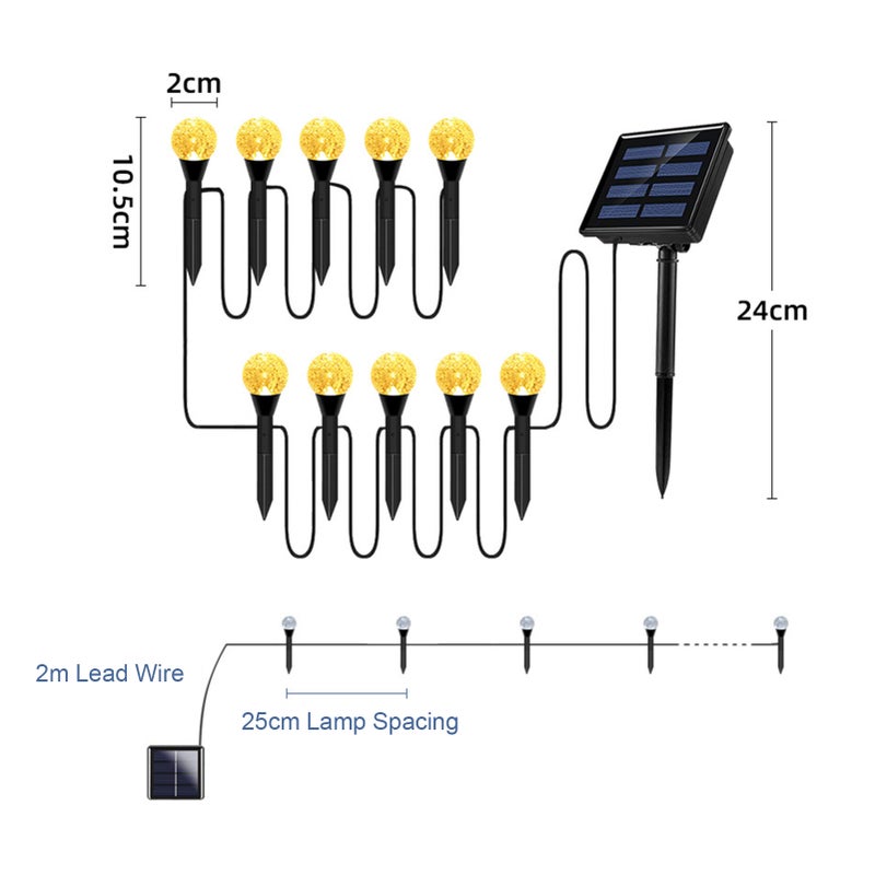 Solar Bubbles Lawn Lamp String Set Outdoor Landscape Decoration IP65 Waterproof Leds Solar-Powered Stake Lights for Pathway/Courtyard/Garden - Image 4