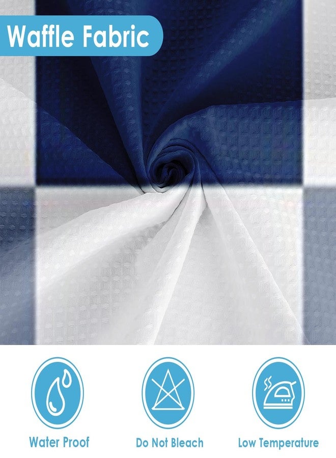 Nesphy Shower Curtain and Liner, Checkered Navy Blue Plaid 3 in 1 Shower Curtain and PEVA Liner Set with 12 Rust-Resistant Metal Hooks, Waterproof Fabric Shower Curtains for Bathroom, 72 W x 72 H - Image 3