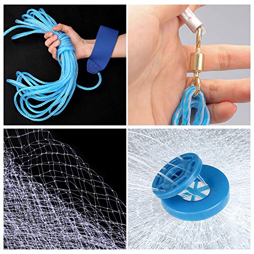 Yeahmart Handmade American Saltwater Fishing Cast Net with Heavy Duty Real Zinc Sinker Weights for Bait Trap Fish 4Ft Radius, 3/8 Inch Mesh Size - Image 5