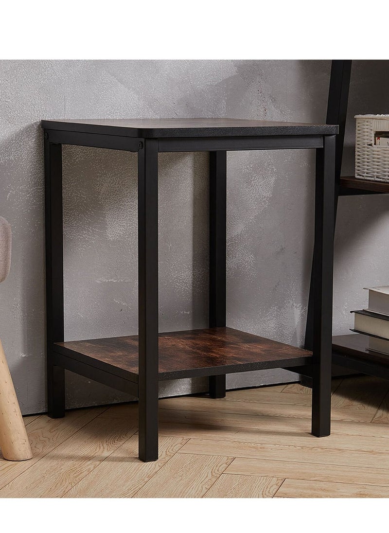 Home Gallery Home gallery Wooden End Table with Black Metal Legs 55X40X40  - Image 2