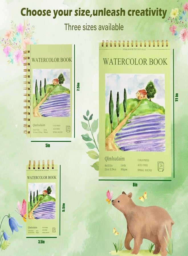 Qlmhudaim Watercolor Paper Pad 3.5x5.5 Inch | 30 Sheets 140lb/300g,Spiral-Bound, Tear-Resistant & No-Bleed | Artist-Grade for Water Color Paper/Ink | Compact Travel Sketchbook (Adults, Students, Outdoor) - Image 2