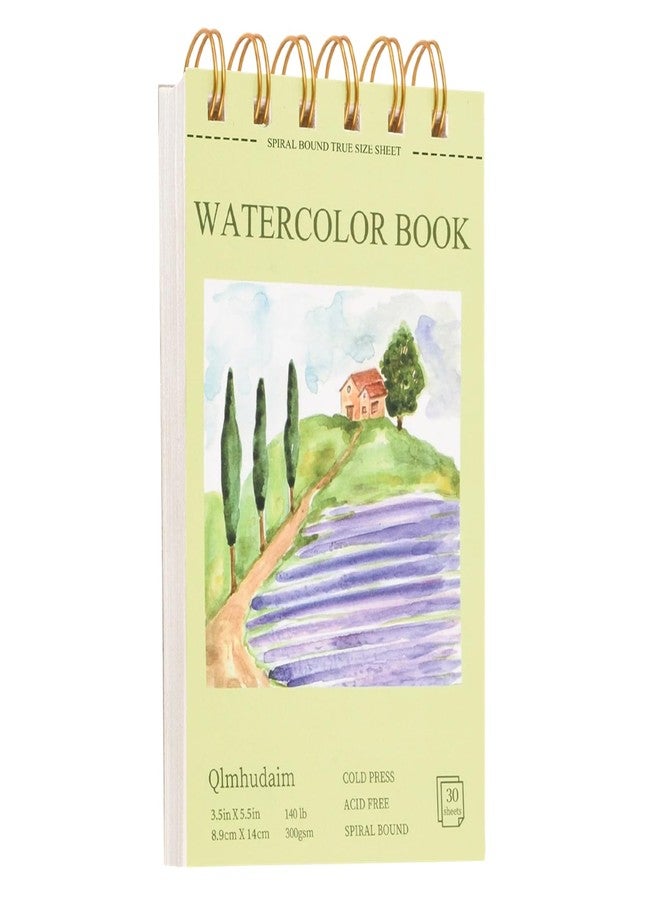 Qlmhudaim Watercolor Paper Pad 3.5x5.5 Inch | 30 Sheets 140lb/300g,Spiral-Bound, Tear-Resistant & No-Bleed | Artist-Grade for Water Color Paper/Ink | Compact Travel Sketchbook (Adults, Students, Outdoor) - Image 1
