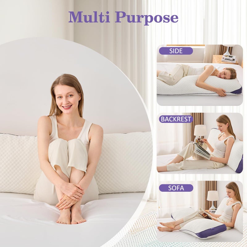 HOMELAB Adjustable Shredded Memory Foam Body Pillow, Cooling Long Pillow with Washable Cover, Full Support for Side Sleepers, Back, Hip & Leg Comfort, 1 Pack 20"x52" - Image 4