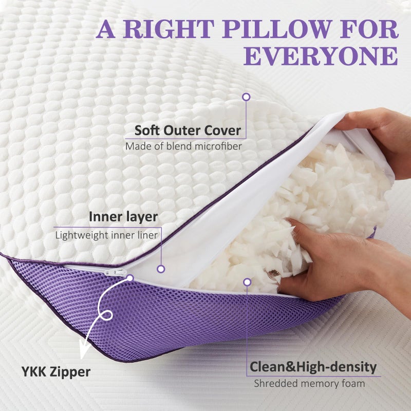 HOMELAB Adjustable Shredded Memory Foam Body Pillow, Cooling Long Pillow with Washable Cover, Full Support for Side Sleepers, Back, Hip & Leg Comfort, 1 Pack 20"x52" - Image 5