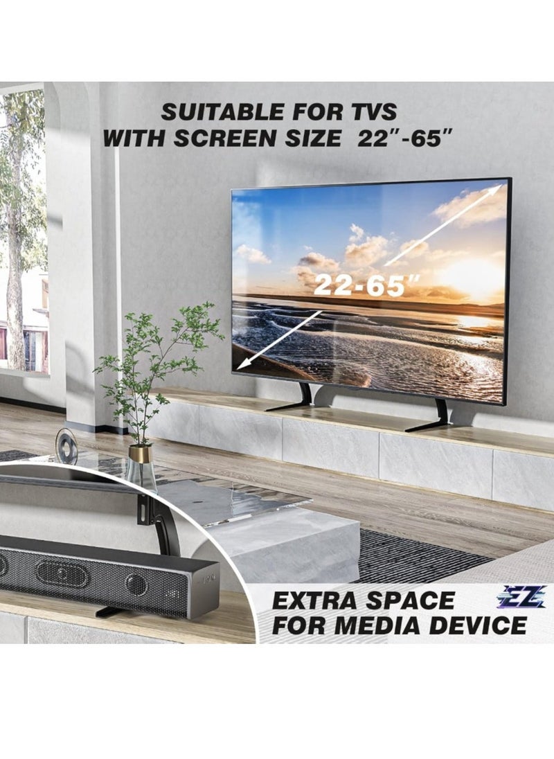 BGM TV Stand Mount, Universal TV Stand Tabletop for 22 to 65 inch Plasma LCD LED Flat Screen TVs, TV Legs, Holds up to 88lbs, Max VESA 800 x 500mm, Height Adjustable TV Base, TV Stand  - Image 2