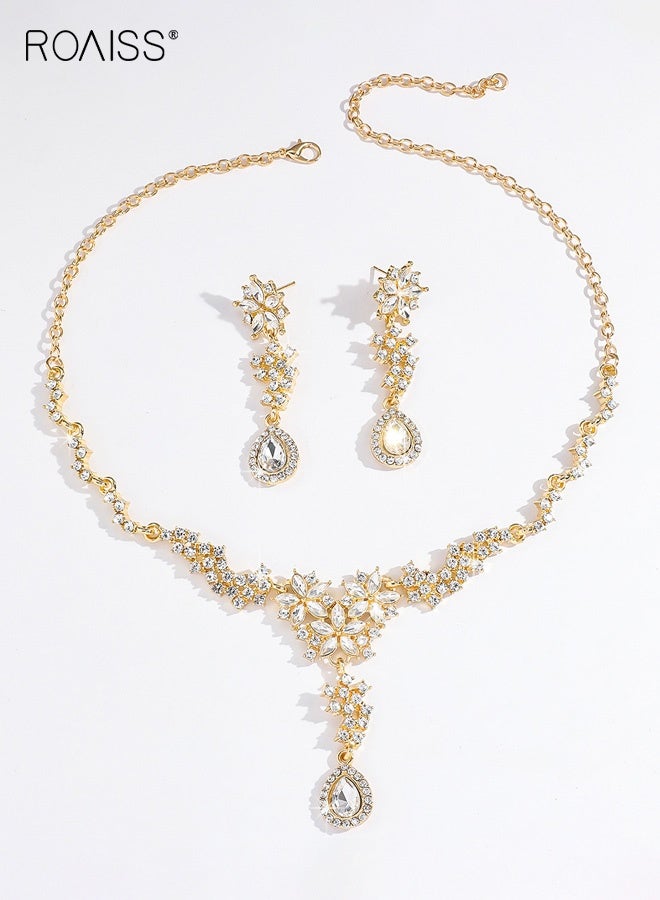 رويس مجموعة قلادات زفاف بسيطة للنساء، أقراط ألماس وقلادة مجوهرات، إكسسوارات فستان الزفاف للعروس، فكرة هدية لحفل الزفاف - Image 4