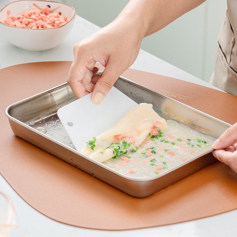 Onlycook 304 الفولاذ المقاوم للصدأ تبخير لوحة لفائف المعكرونة Liangpi والأرز ، صينية للاستخدام المنزلي ، طبق تقديم الشاي ، مقلاة شواء السمك ، Liangpi Gongong ، حجم صغير - Image 1