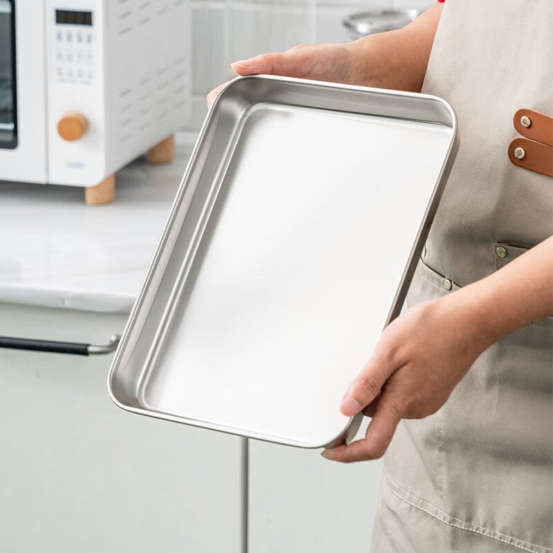 Onlycook 304 الفولاذ المقاوم للصدأ تبخير لوحة لفائف المعكرونة Liangpi والأرز ، صينية للاستخدام المنزلي ، طبق تقديم الشاي ، مقلاة شواء السمك ، Liangpi Gongong ، حجم صغير - Image 2
