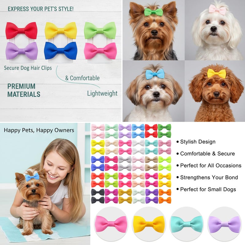QingHan Dog Hair Bows 2 inches Small Puppy Bowknot Clips for Pet Grooming Accessories Doggy 60Pcs (30 Pairs) - Image 4