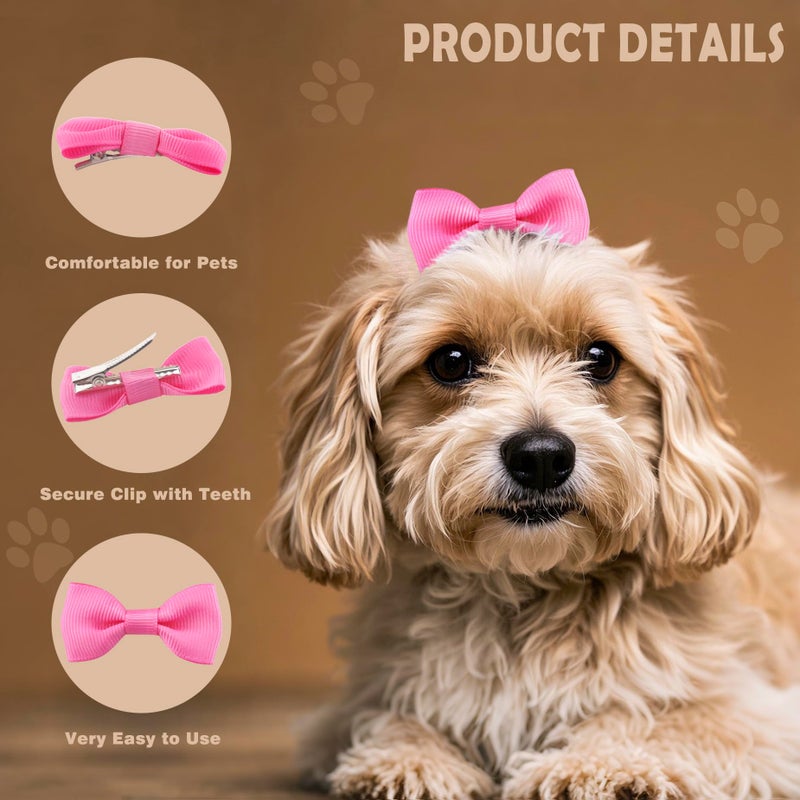 QingHan Dog Hair Bows 2 inches Small Puppy Bowknot Clips for Pet Grooming Accessories Doggy 60Pcs (30 Pairs) - Image 3