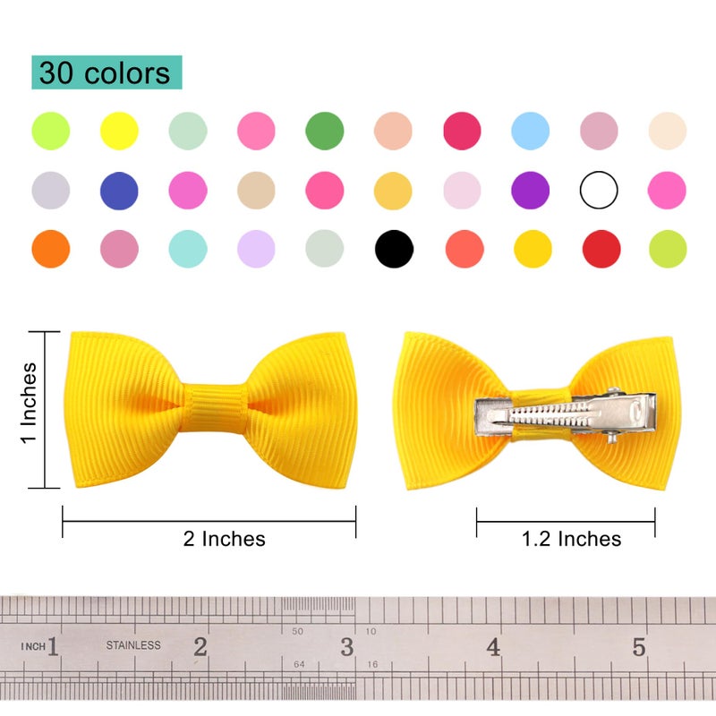 QingHan Dog Hair Bows 2 inches Small Puppy Bowknot Clips for Pet Grooming Accessories Doggy 60Pcs (30 Pairs) - Image 2