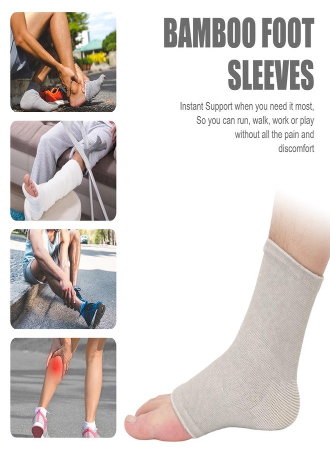 ROBOHOOK Ankle Brace Sleeve 3 Pairs Ankle Compression Sleeve White Compress Bamboo Foot Sleeves Open Toe, Suitable for Men and Women Swelling, Plantar Fasciitis and Sprains (9.05 * 3.74in) - Image 2