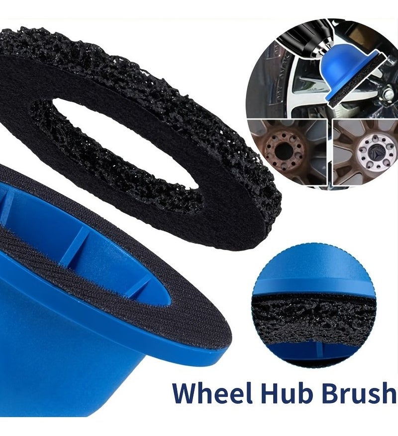 2 Pcs Professional Wheel Hub Grinding Tool Set Blue Complete Set With Connecting Rod For Surface Treatment Cleaning Rust Stains Oil Stains Paint Polishing Brake Pad Grinding Vehicle Automotive Maintenance - Image 4