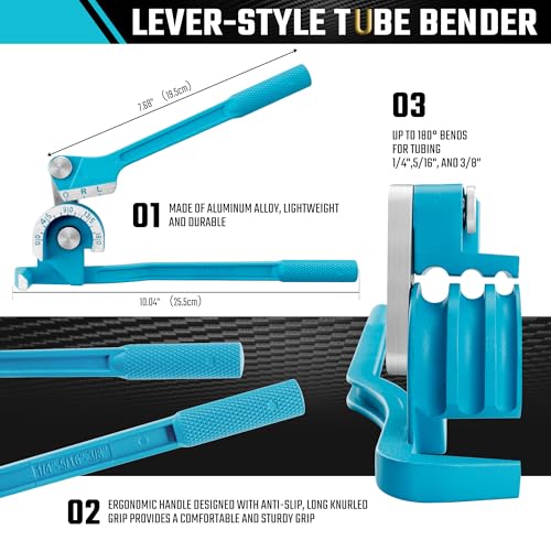 DURATECH 180 Degree Tubing Bender Pipe Bender 3IN1 Tube Bender 14 516 38 for Copper Brass Aluminum and Thin Steel Pipes - Image 3