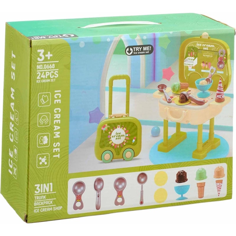 Btoys متجر الأيس كريم المحمول بحقيبة 24 قطعة - 0668 - Image 2