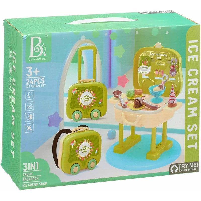 Btoys متجر الأيس كريم المحمول بحقيبة 24 قطعة - 0668 - Image 1