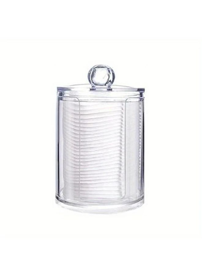 1 قطعتان من منظم مستحضرات التجميل الأكريليكي مع غطاء شفاف، حامل مشدات ومسحات قطنية، صندوق تخزين بلاستيكي شفاف لمنتجات العناية بالبشرة، سلال وصناديق وحاويات لتنظيم المنزل. - Image 4