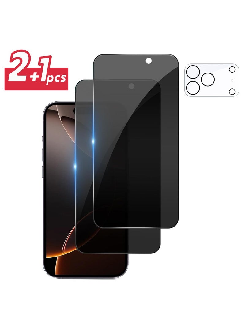 DKNG [3 Pack] For iPhone 17 Pro max (6.9 inch) 2 Pack Full Screen Anti-Peep Plating Anti-Fingerprint Tempered Protective Film, 1 Pack with Camera Lens Protector, Shatterproof and Shockproof, HD 9H Hardness No Bubble Anti-Scratch. - Image 1