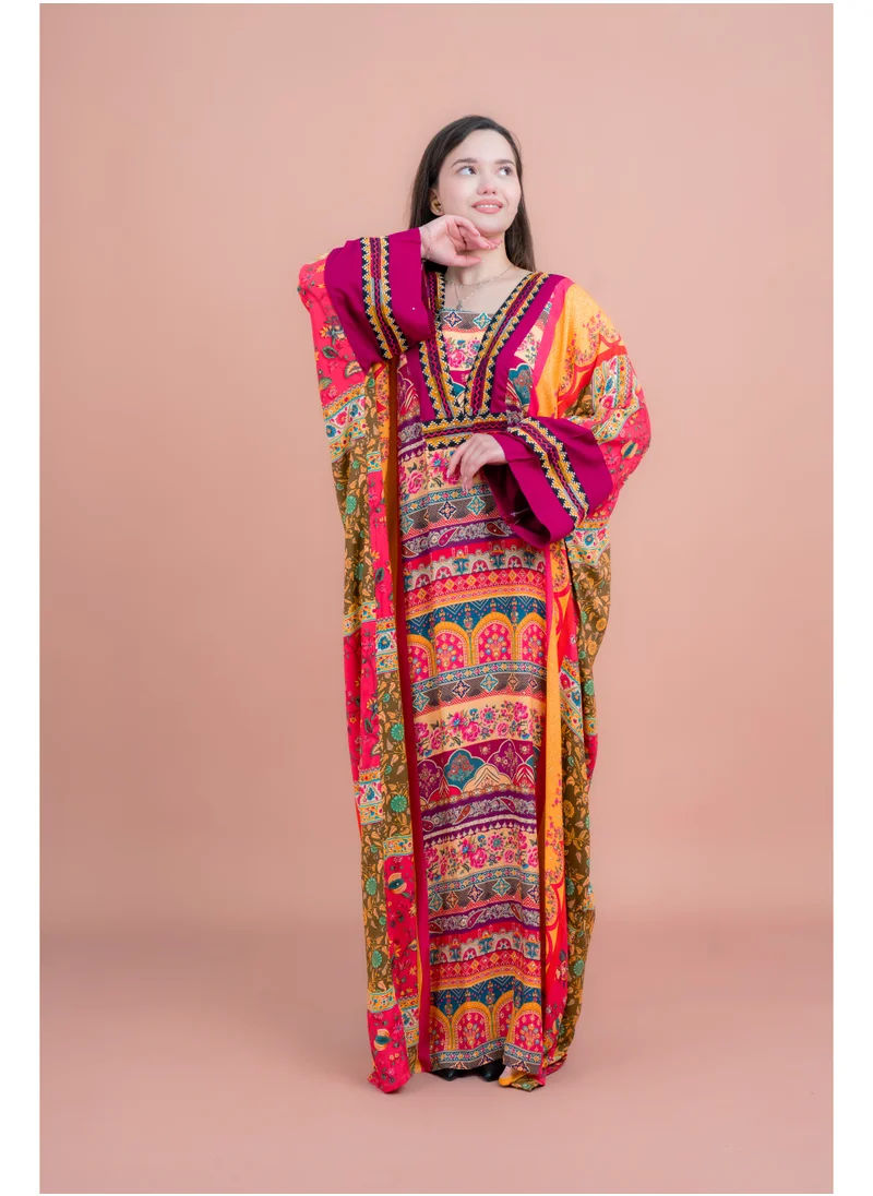 IKKXA Boho Embroidered Loose Fit Jalabiya IK077 Yellow