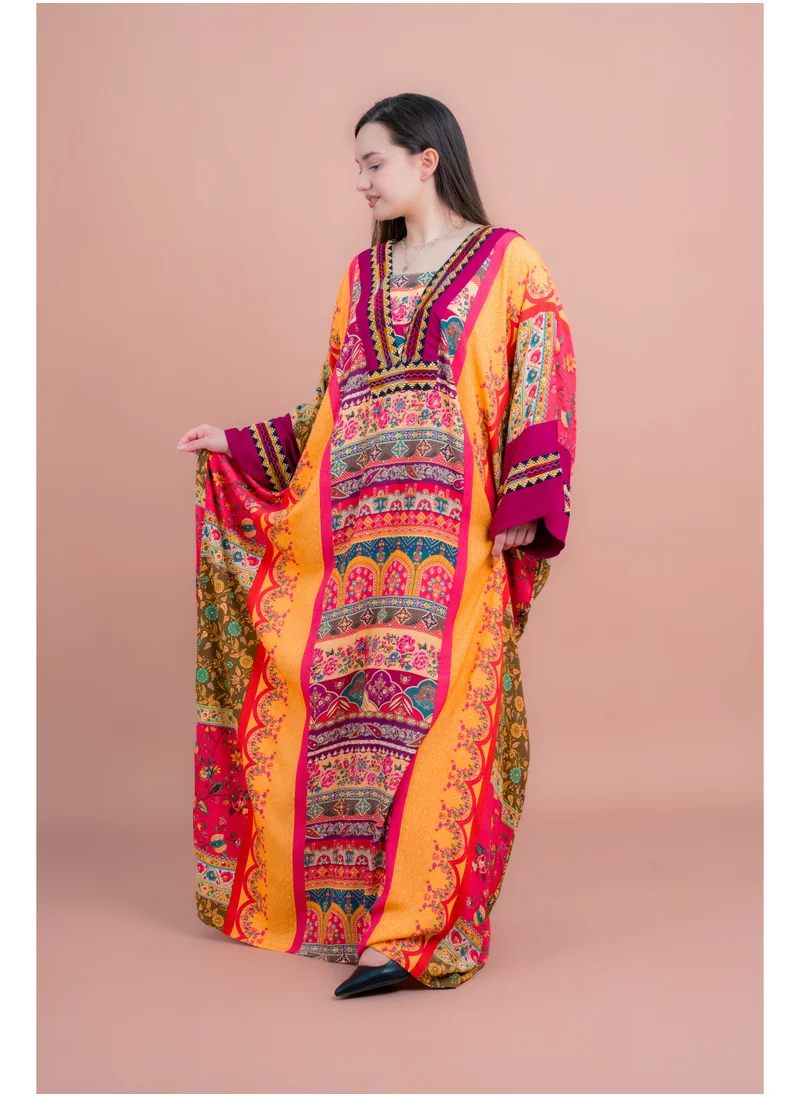 IKKXA Boho Embroidered Loose Fit Jalabiya IK077 Yellow