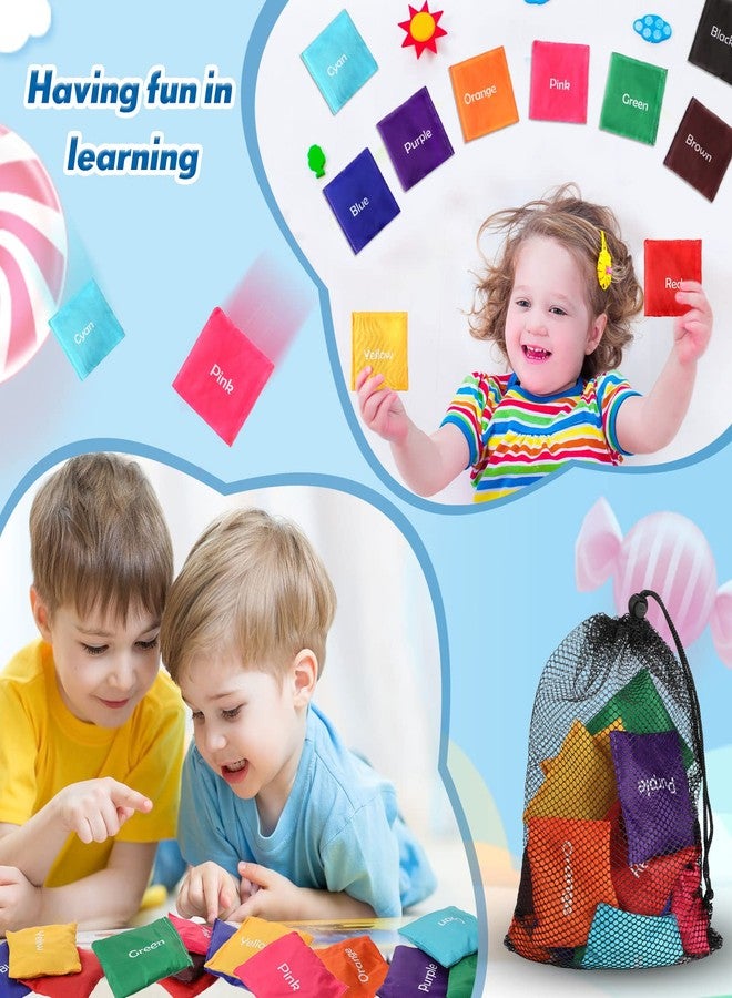 Sotiff 20 Pcs Small Bean Bags for Tossing Educational Cornhole Bags Bulk Mini Educational Learn Colors Toss Toy Cornhole Game Throwing Sack for Outdoor Indoor Hand Toss Sports Activities(Words) - Image 2