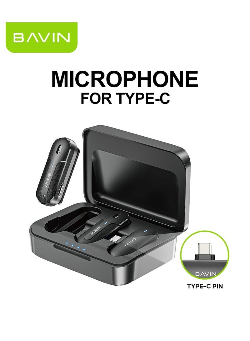 Bavin Dual Wireless Lavalier Microphone for Audio and Video Recording Compatible with Type-C Devices with DSP Noise Reduction - Image 2