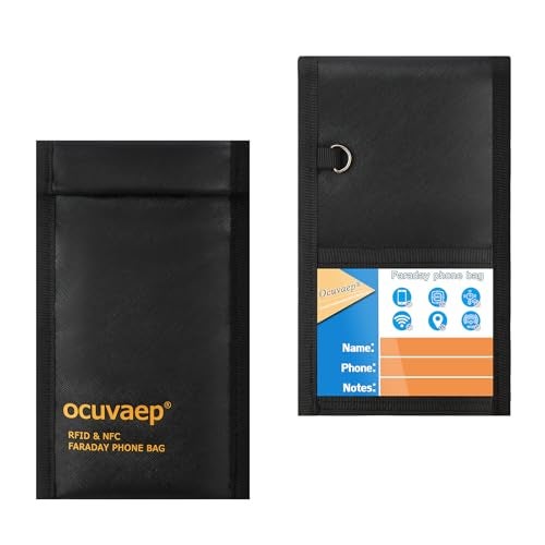 ocuvaep Faraday Bags for Phones Car Keys 2 Pack Military Grade Signal Blocker RFID AntiTheft Pouch for 5G GPS WiFi Bluetooth Privacy Protection Travel Case - Image 1
