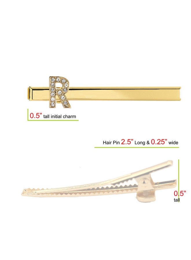 SpinningDaisy Spinningdasiy Crystal Initial Bijou Hair Clip R Gold - Image 3