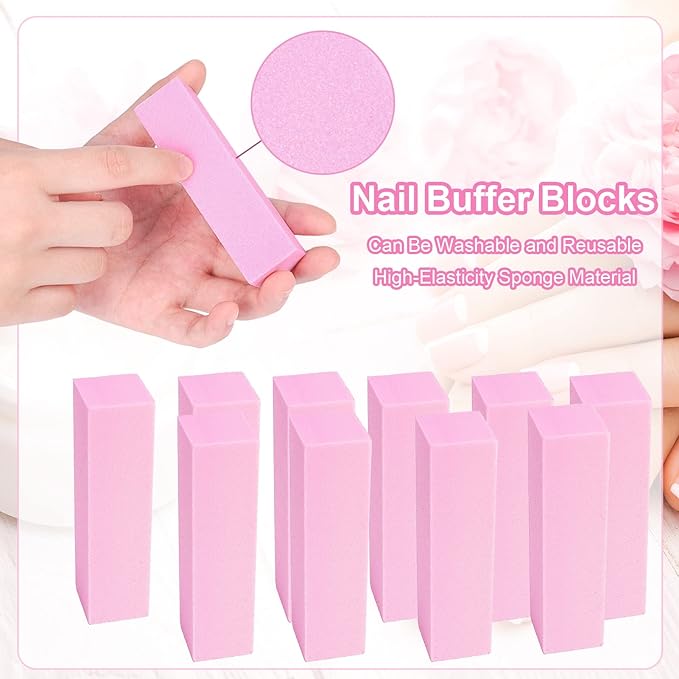 Fuyamp 10 Pcs Nail Buffer Block Professional 120 Grit Nail Sanding Blocks for Natural Acrylic Nails Nail Buffer Blacks Manicure Pedicure Tools for Gel Nails Salon Home Use Pink - Image 4