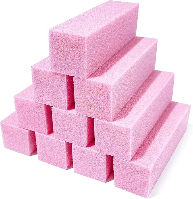 Fuyamp 10 Pcs Nail Buffer Block Professional 120 Grit Nail Sanding Blocks for Natural Acrylic Nails Nail Buffer Blacks Manicure Pedicure Tools for Gel Nails Salon Home Use Pink - Image 1