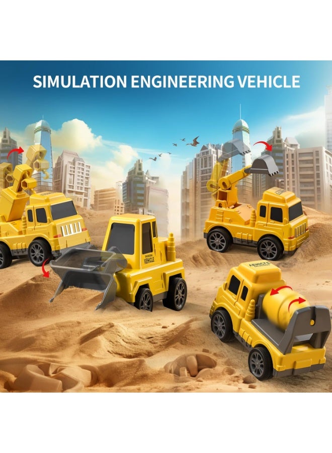 هالامودو مجموعة شاحنات بناء للأطفال (7 قطع)، شاحنة نقل كبيرة وسيارات صغيرة، لعبة سيارات متعددة الوظائف مع أضواء وموسيقى، هدية عيد ميلاد مثالية - الأصفر والأسود والرمادي - Image 3