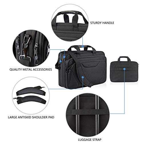 KROSER Laptop Bag Premium Laptop Briefcase Fits Up to 17.3 Inch Laptop Expandable Water-Repellent Shoulder Messenger Bag Computer Bag for Travel/Business/Men/Women-Black - Image 5