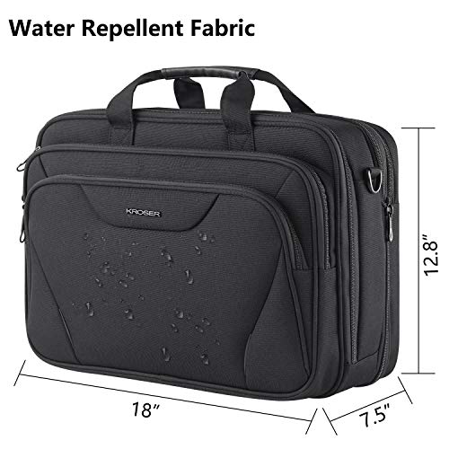 KROSER Laptop Bag Premium Laptop Briefcase Fits Up to 17.3 Inch Laptop Expandable Water-Repellent Shoulder Messenger Bag Computer Bag for Travel/Business/Men/Women-Black - Image 3