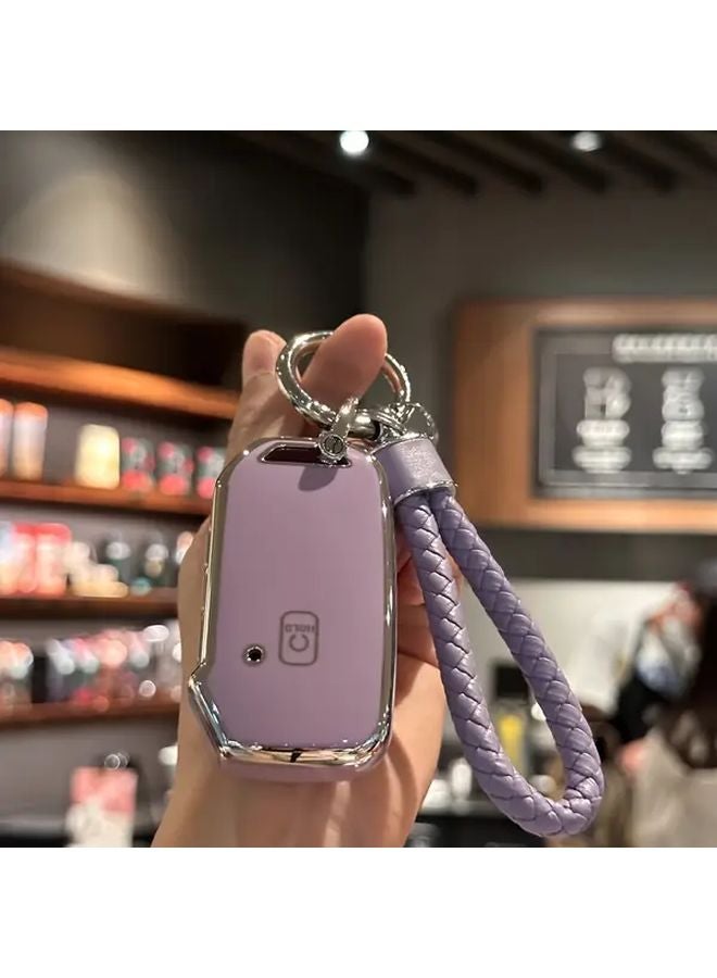 غطاء مفتاح سيارة من TPU الوردي مع حبل مضفر لسيارات كيا سيد سيراتو فورتي نيرو سلتوس سورينتو سول سبورتاج - Image 3