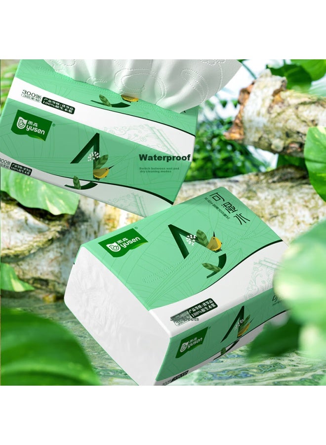 Yusen 3-ply 100 Sheets*24 Packs M Size Wet Water Absorption Tissue Paper Napkin Facial Tissue Paper Towel Sanitary Paper Primary Wood Pulp Full Box - Image 3
