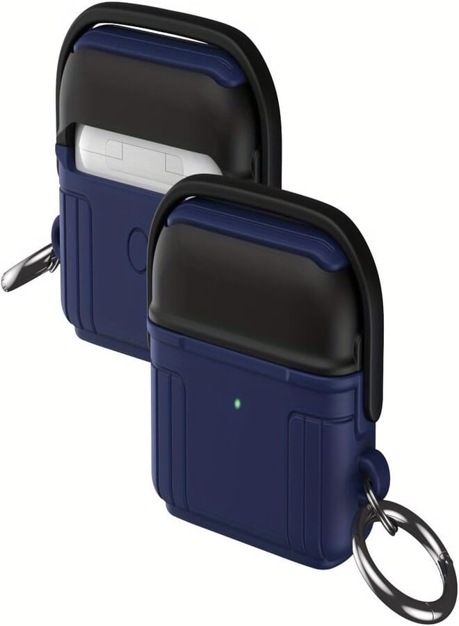 Next Next store Waterproof Case for AirPods Pro 2nd Generation, Premium Silicone Protective Case for AirPods Pro 2, Wireless Charging, Shockproof, Carabiner, LED Visible (Blue/Black)