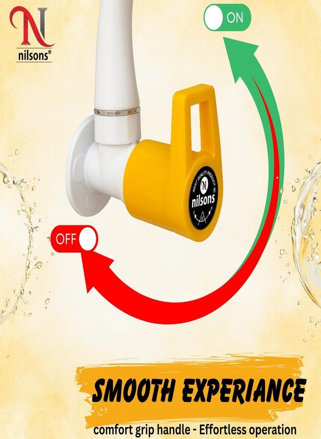 Nilsons Prime Series Yellow Sink Cock Tap | Plastic Wall Mounted Water Tap for Kitchen, Wash Basin, Bathroom | Leakproof | Rust-Free | Unbreakable Body | ½ Inch Pipe Fit | Modern Lever Handle - Image 5