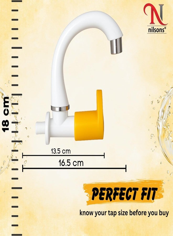 Nilsons Prime Series Yellow Sink Cock Tap | Plastic Wall Mounted Water Tap for Kitchen, Wash Basin, Bathroom | Leakproof | Rust-Free | Unbreakable Body | ½ Inch Pipe Fit | Modern Lever Handle - Image 4