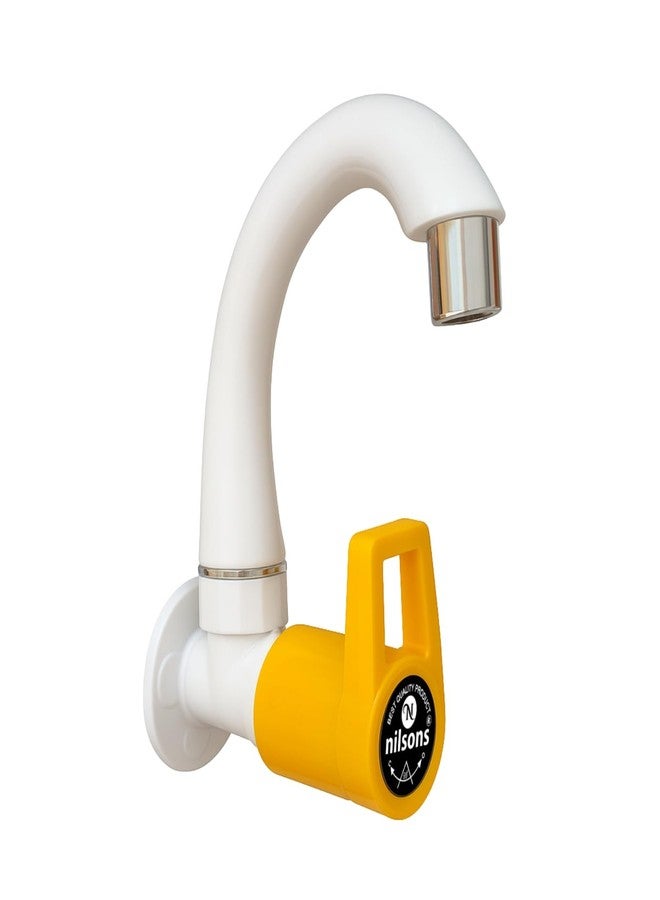 Nilsons Prime Series Yellow Sink Cock Tap | Plastic Wall Mounted Water Tap for Kitchen, Wash Basin, Bathroom | Leakproof | Rust-Free | Unbreakable Body | ½ Inch Pipe Fit | Modern Lever Handle - Image 1