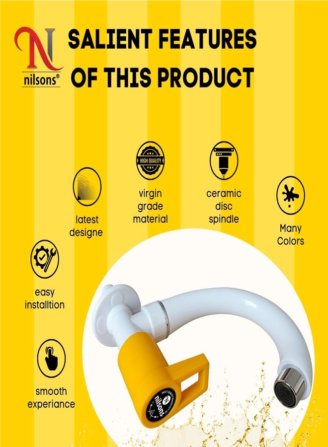 Nilsons Prime Series Yellow Sink Cock Tap | Plastic Wall Mounted Water Tap for Kitchen, Wash Basin, Bathroom | Leakproof | Rust-Free | Unbreakable Body | ½ Inch Pipe Fit | Modern Lever Handle - Image 3