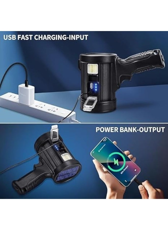 ماركة غير محددة كشاف LED محمول بقوة 15 وات قابل لإعادة الشحن، نطاق 500 متر، هيكل عالي التحمل لجميع الأحوال الجوية، للاستخدام في الصيد والتخييم وقارب إنقاذ الأسماك، مصباح LED صغير محمول في الهواء الطلق  - Image 3