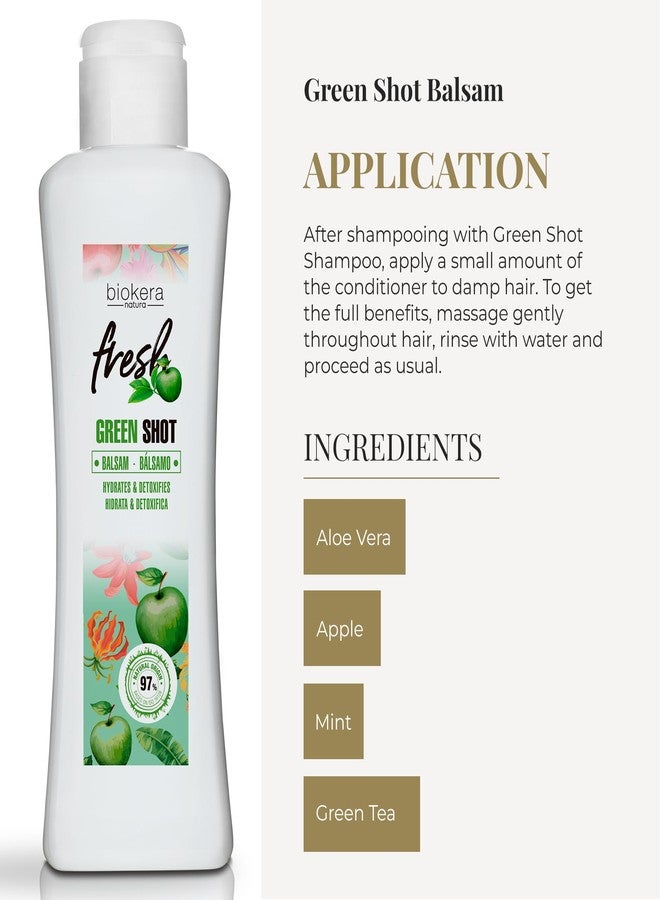 SALERM - Hair Conditioner - Green Shot Balm Biokera Fresh - 300 ml - with Apple, Green Tea, Mint, and Aloe Vera - Hydrates and Refresh the Scalp - Sulfate and Paraben-Free - Vegan - Image 4