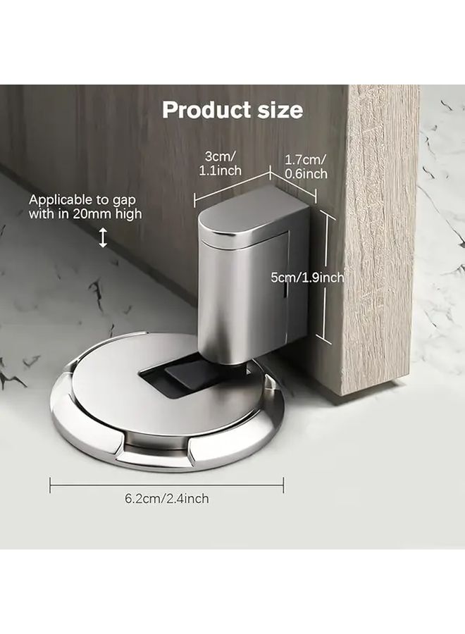 Heavy Duty Silvery Magnetic Door Stopper Suction Cup Base Windproof Anti Slam Quiet Holder - Image 2