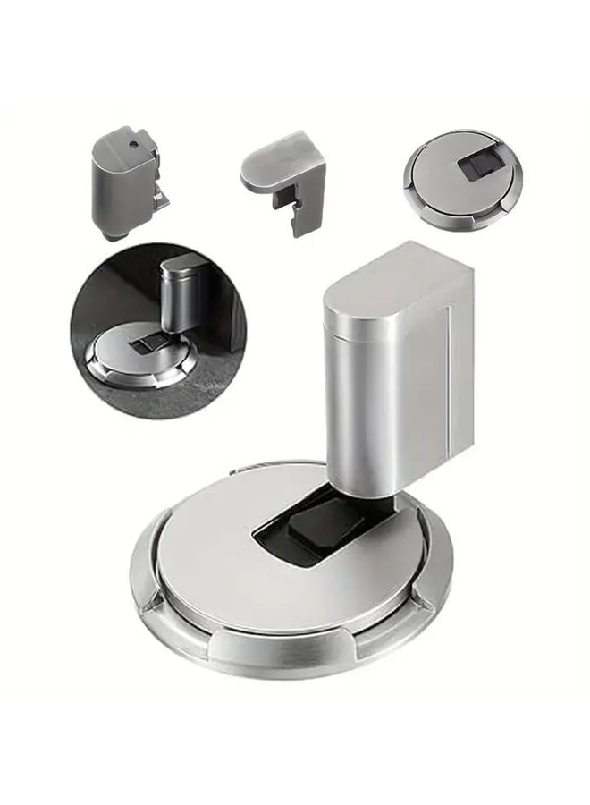 Heavy Duty Silvery Magnetic Door Stopper Suction Cup Base Windproof Anti Slam Quiet Holder - Image 1